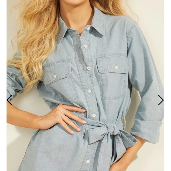 Guess Oversized Chambray Mini Denim Dress - Picture 4 of 8